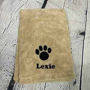 Custom embroidered brown pet microfiber towel